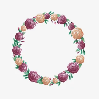 森林系唯美水彩花环免抠