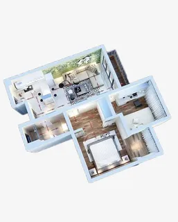 实物室内鸟瞰图免抠