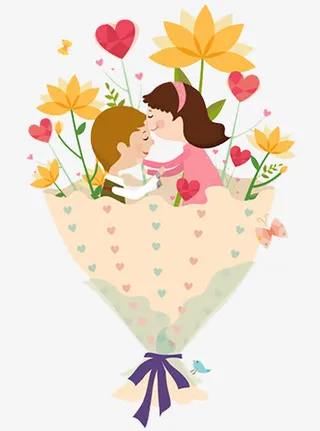 鲜花上的爱情免抠