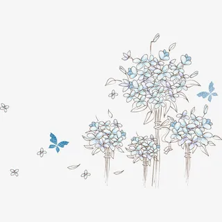 手绘紫丁香唯美插画PNG免抠