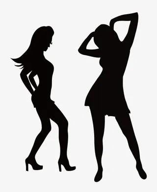 矢量跳舞女孩剪影免抠