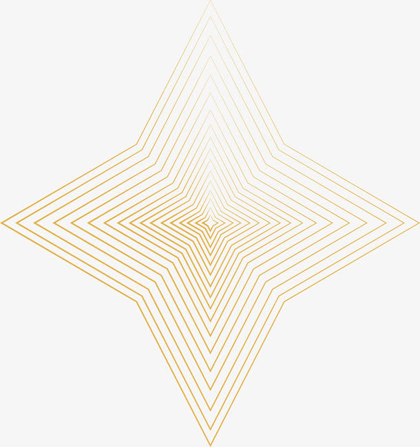 金色线条十字星花纹免抠