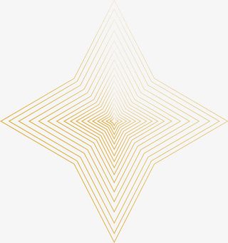 金色线条十字星花纹免抠