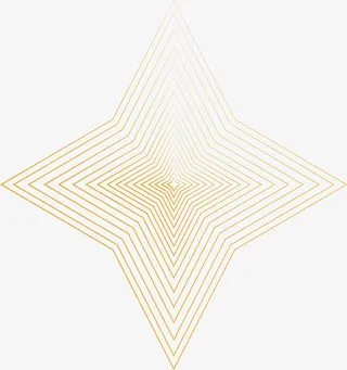 金色线条十字星花纹免抠
