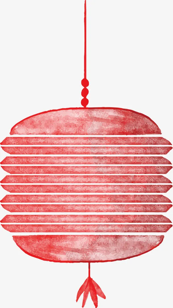 红色水彩灯笼免抠
