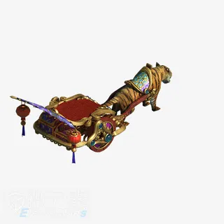 复古花纹三维老虎椅子免抠