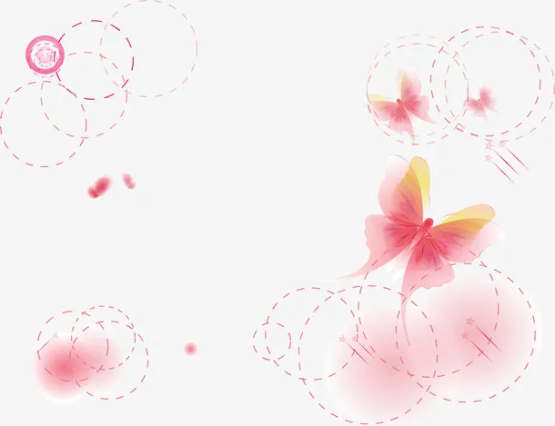 粉色唯美手绘蝴蝶花免抠
