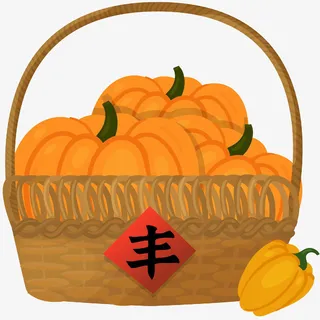 秋天丰收的农作物南瓜免抠