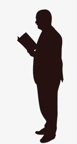 朗诵人物人像黑色插图免抠