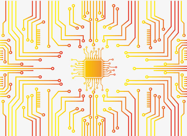 矢量金色渐变芯片电路板纹路免抠