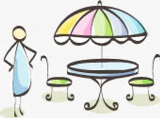春天手绘彩色桌椅免抠