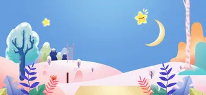 童趣梦幻文艺手绘梦幻紫banner高清