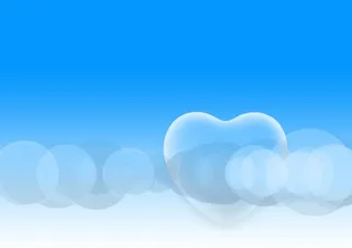 漂浮的云蓝色爱心背景素材高清