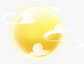 中秋 月亮 黄色 云朵免抠