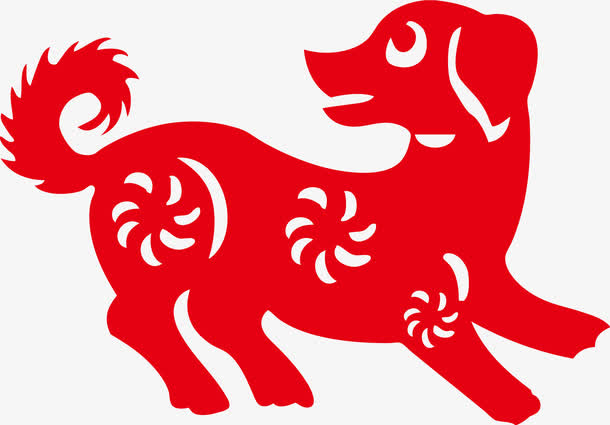 向后忘的红色小狗剪纸免抠