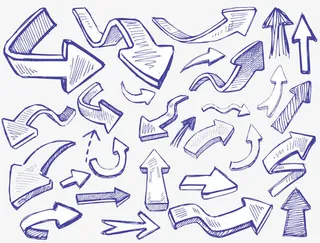 手绘蓝色箭头免抠