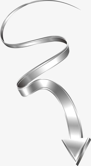 银色金属拉丝蛇形箭头免抠