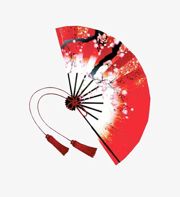 古风扇子，梅花扇子免抠