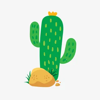 卡通手绘绿色仙人掌矢量素材免抠