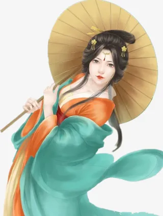 绿色江南女子古风立绘免抠