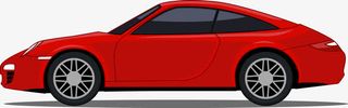 红色额卡通跑车免抠