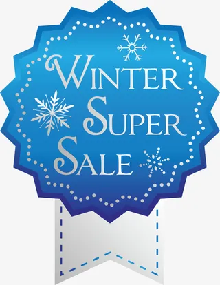 蓝色雪花标签免抠