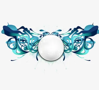 青蓝色曲线花纹矢量图免抠