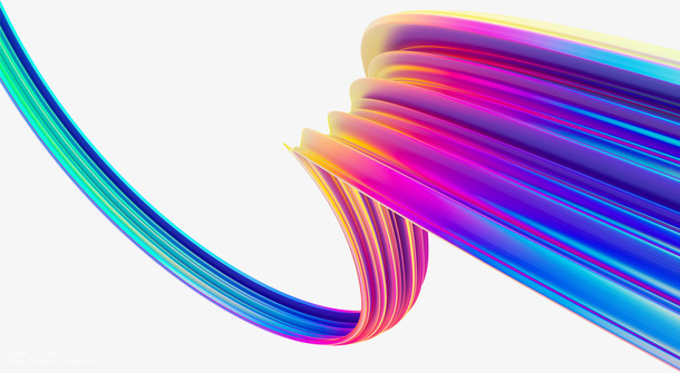 渐变彩色飘带商业元素免抠漂浮彩带元素