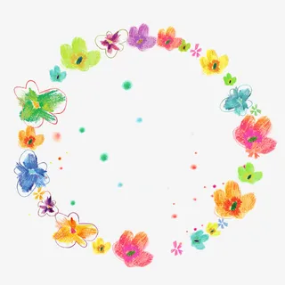 彩色线条蜡笔花环装饰免抠