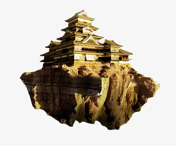 金色悬浮宫殿免抠