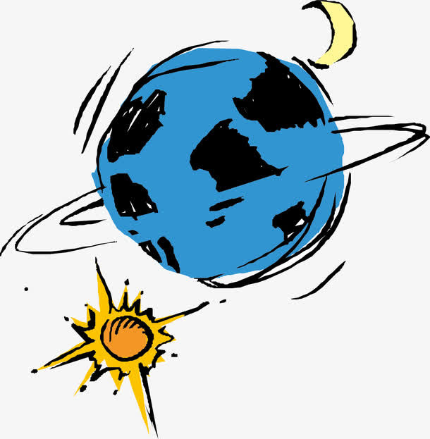 矢量太阳地球和月亮免抠