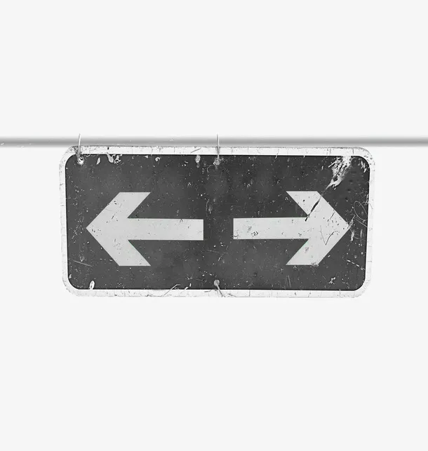 手绘黑色箭头路牌免抠