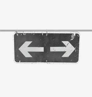 手绘黑色箭头路牌免抠