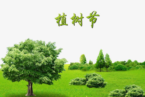 春季植树节宣传背景海报免抠