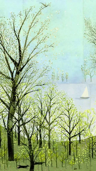 绿色插画H5背景高清