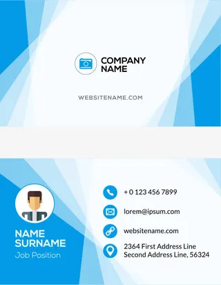 矢量清爽蓝色商务名片免抠