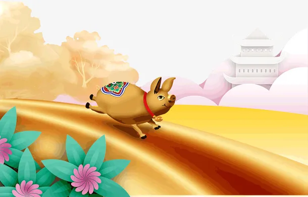 喜庆猪年大吉新年节日免抠