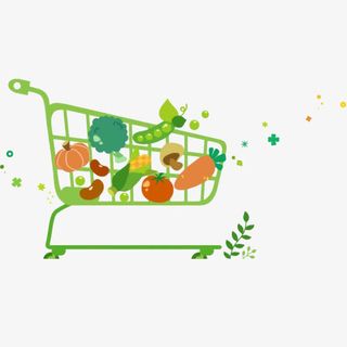 简约时尚买买买充实购物车PNG免抠