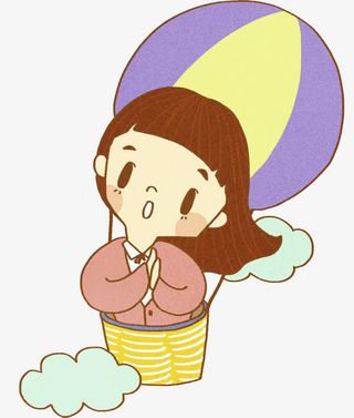 热气球上的女孩子漂浮图免抠