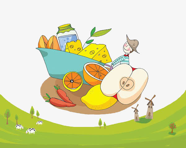 农民推着粮食免抠