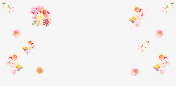 彩色花束边框装修免抠