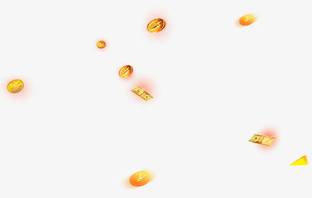 金币纸币漂浮素材免抠