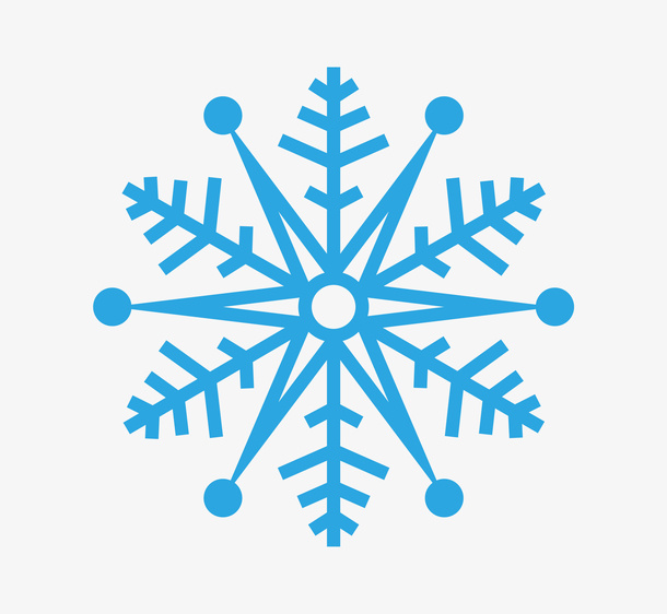 卡通手绘蓝色的雪花免抠