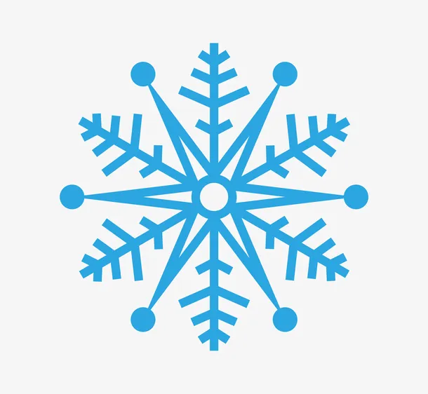 卡通手绘蓝色的雪花免抠