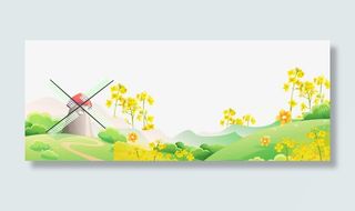 油菜花节春天旅游海报免抠