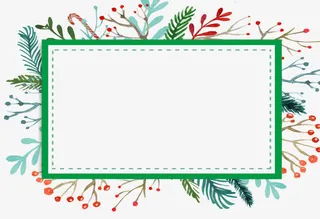 清新夏日植物边框免抠