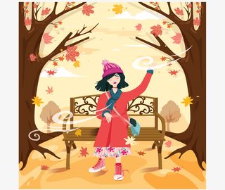 秋天的小女孩免抠