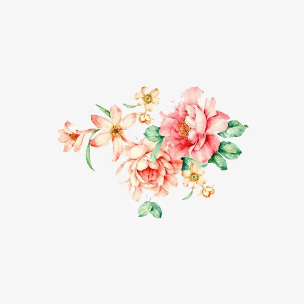 炫彩花瓣水粉画设计免抠