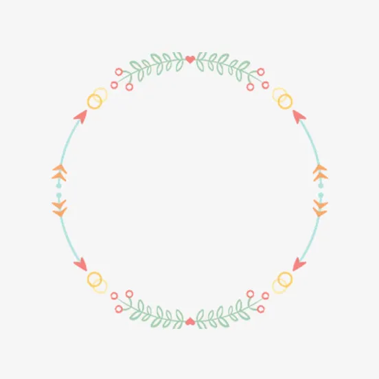圆形对称植物边框免抠