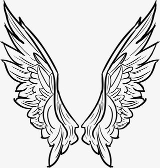 矢量线条纹身收起翅膀图样免抠